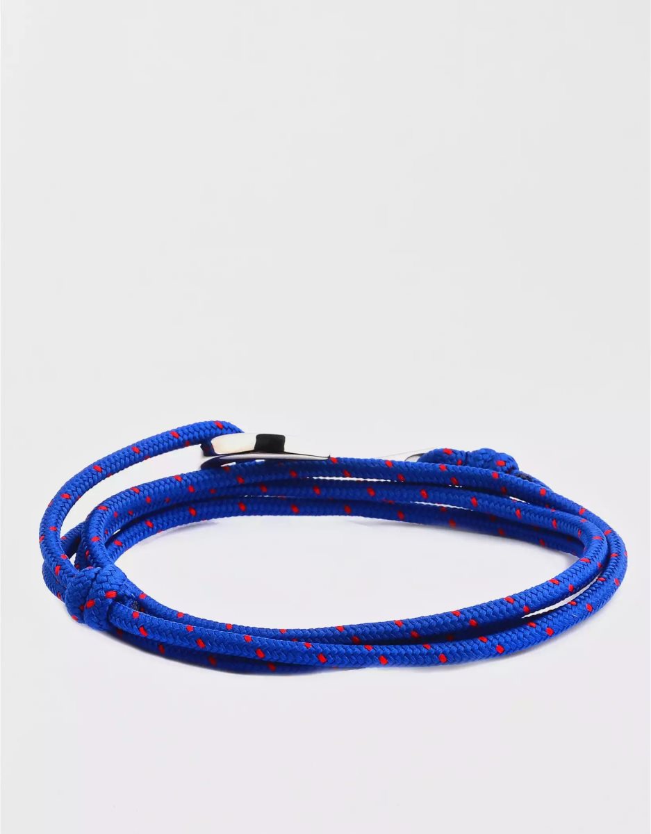 Bijoux American Eagle Stainless Steel Anchor Clasp Wrap Bracelet Bleu Homme | JUC-69827941